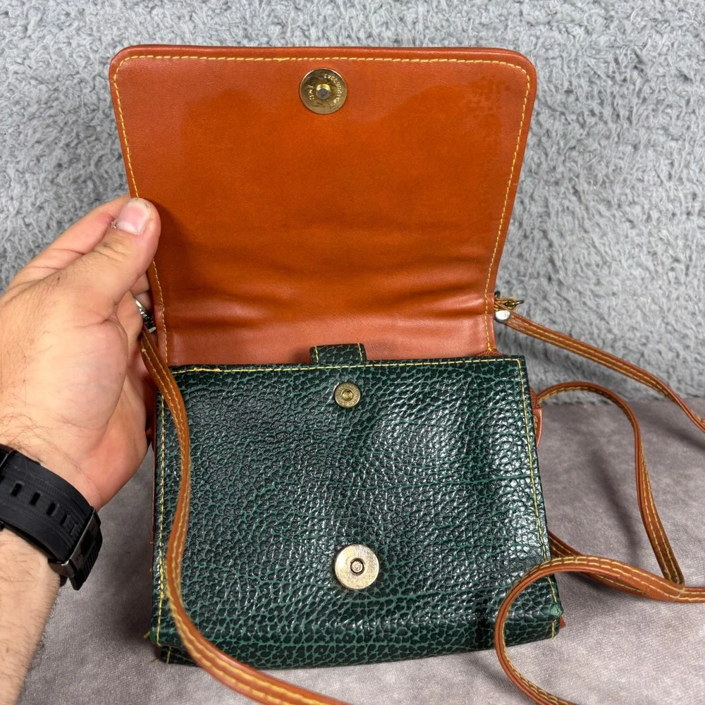 Dooney & Bourke Crossbody Bag Womens Small Green All Weather Leather Duck Logo